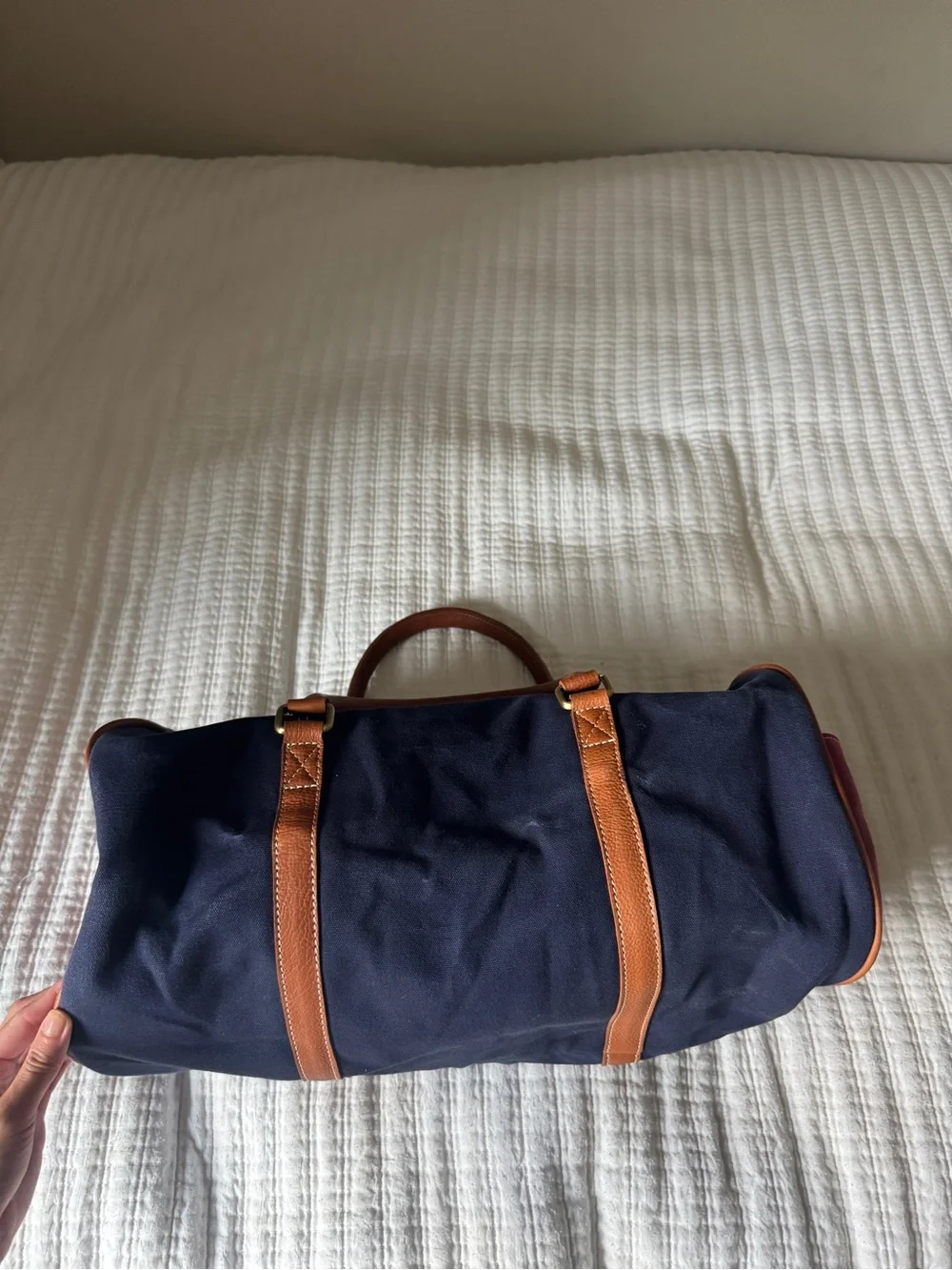 Vintage LPGA Queen City Championship Golf Duffle Bag Canvas Brown Leather Trim